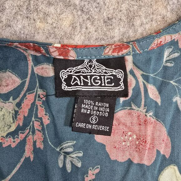 Angie Womens Open Kimono Cover Up Size S - XL Teal Blue Floral Boho Festival - Picture 4 of 8